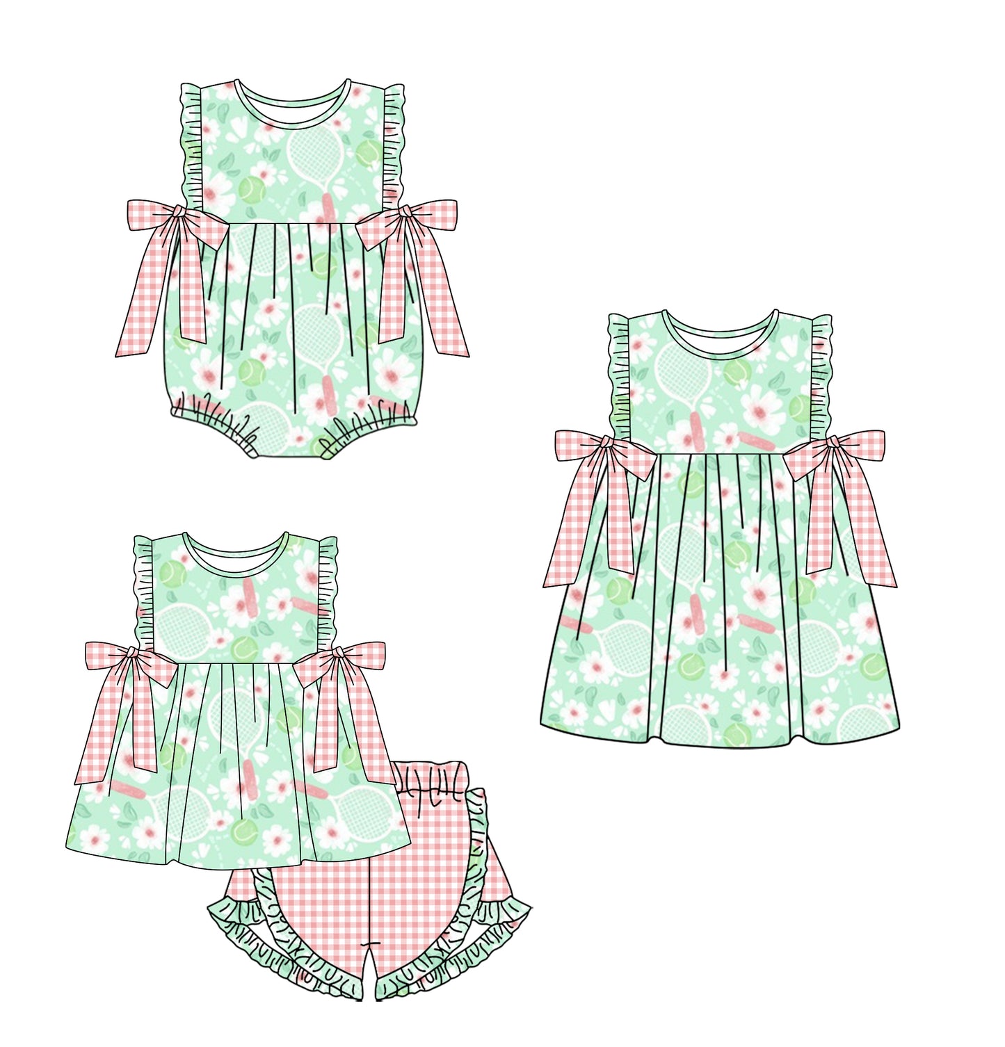 12.6 custom each style moq 5eta 4-6week Sibling Sister baseball floral baby girl short sleeve shorts sets and dress and rompers match family design