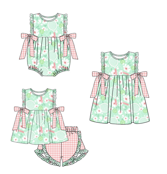 12.6 custom each style moq 5eta 4-6week Sibling Sister baseball floral baby girl short sleeve shorts sets and dress and rompers match family design