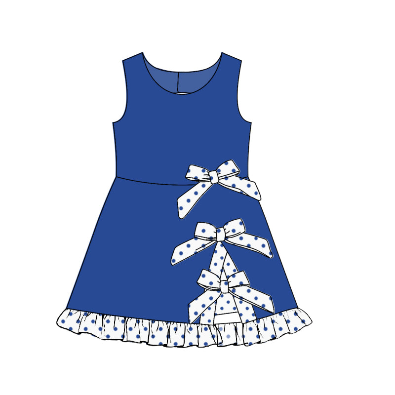custom moq 5 mix size Baby Girls Black Bow Sleeveless Top Shorts Sets Blue Vest Top Bows Skirt Shorts Sets Dress Yoga Active Scallop Sets