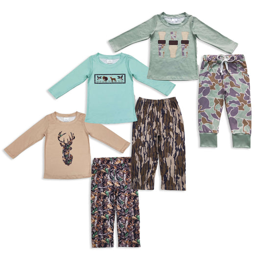 RTS NO MOQ Sibling baby boy clothes deer camouflage long sleeve pants Sets