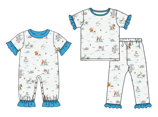 25.10.1 custom each style moq 8 eta 6-8week Sibling Sisters bunny baby girl clothes short sleeve pants sets and romper match family design