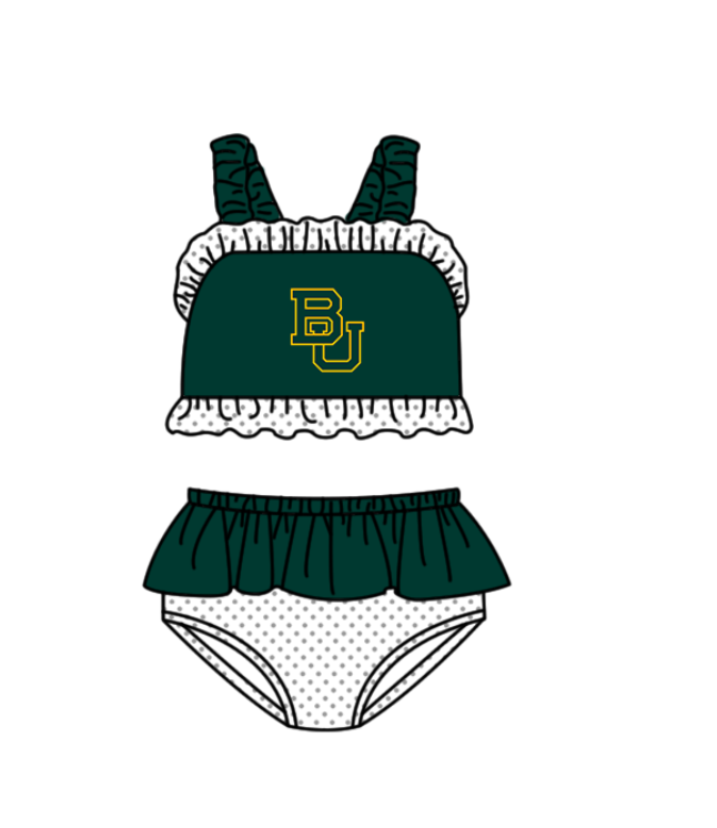 Custom moq 5 mix size milk silk summer teams baby girl boys clothes Green Two-Piece Swimsuit Set One Piece Swimsuits boy swim trunks