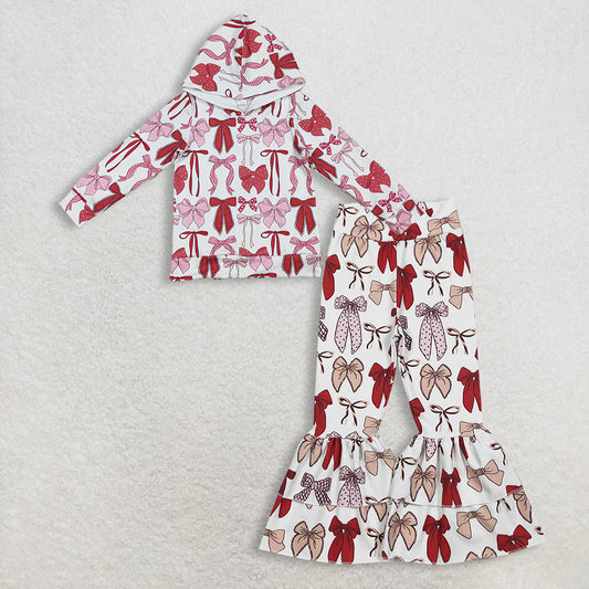 RTS NO MOQ Sibling Baby girls clothes Summer yoga bow long sleeve pants sets and top and pants