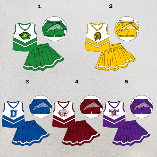 custom moq 5 mix size XY070102 Baby Girls Summer Stripe Trim Vest Skort Daily Team Set