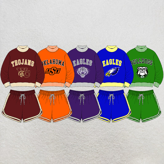 custom moq 5 mix size XY072403 Baby Kids Letter Print Checked Long Sleeve Top Shorts Casual Team Daily Outfit