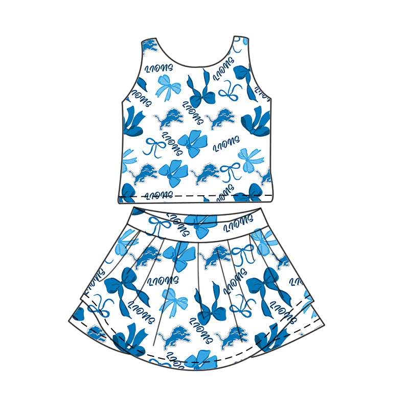 Custom moq 5 mix sizes summer teams baby girls clothes team sky blue short sleeve skirts shorts sets 1 and skirts sets 2 and and skirts sets 2 and dress 1 and dress 2 and dress 3 and dress 4-25.6.6