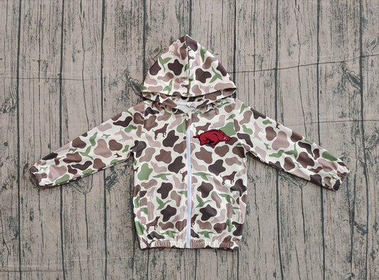 Custom moq 5 mix size milk silk baby boys clothes team summer camouflage zipper hooded long sleeve top-25.11.22