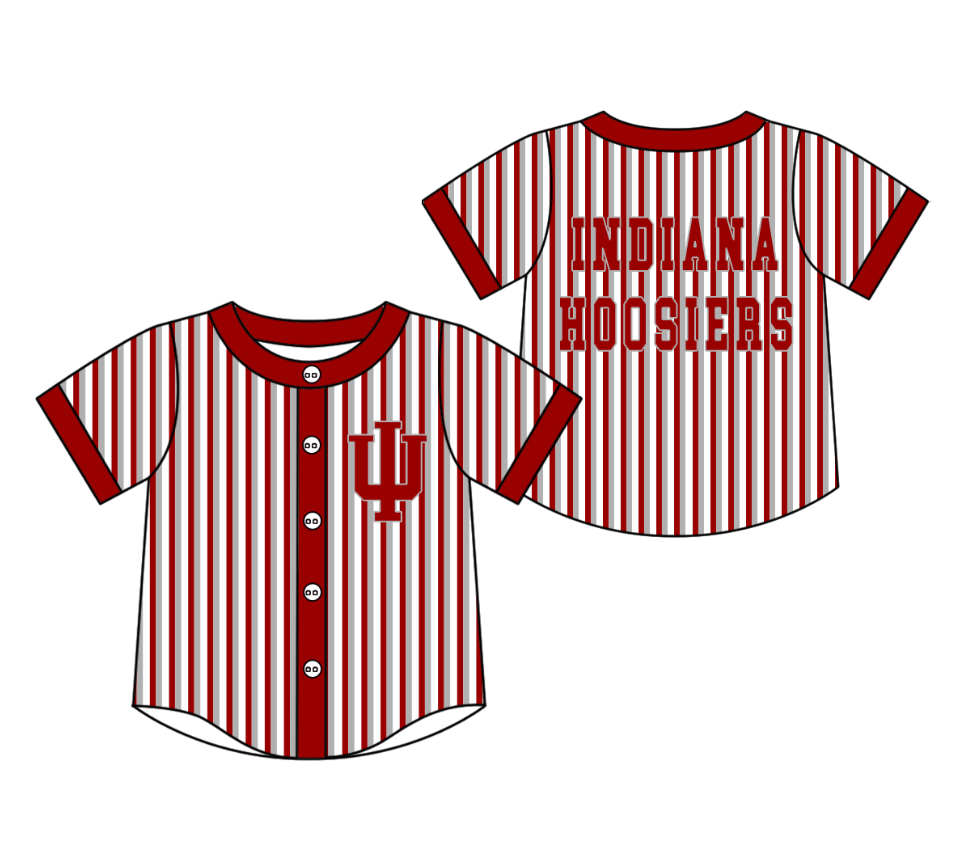 Custom moq 5 mix size milk silk summer teams Red Striped Short-Sleeved Button-Down Shirt for Baby Boy Summer Outfit