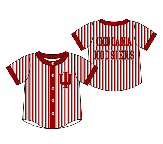 Custom moq 5 mix size milk silk summer teams Red Striped Short-Sleeved Button-Down Shirt for Baby Boy Summer Outfit