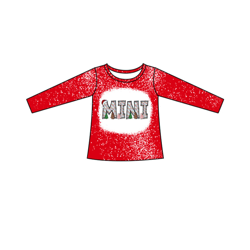 7.6 custom each style moq 5 eta 4-6week Christmas mini red baby girls clothes long sleeve top