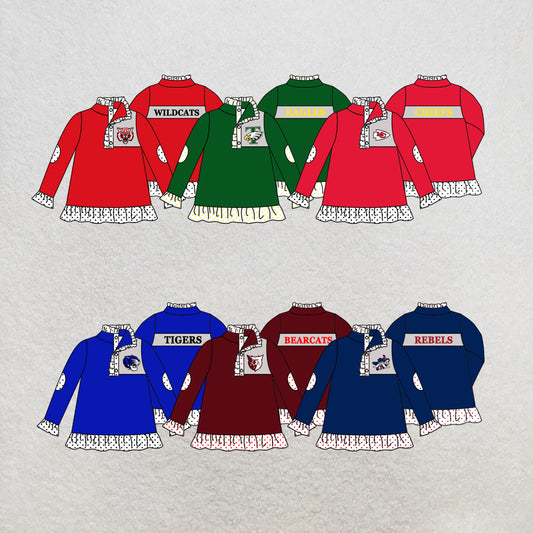 custom moq 5 mix size MSD070402 Baby Girls Long Sleeve Zip Up Pullover Casual Top