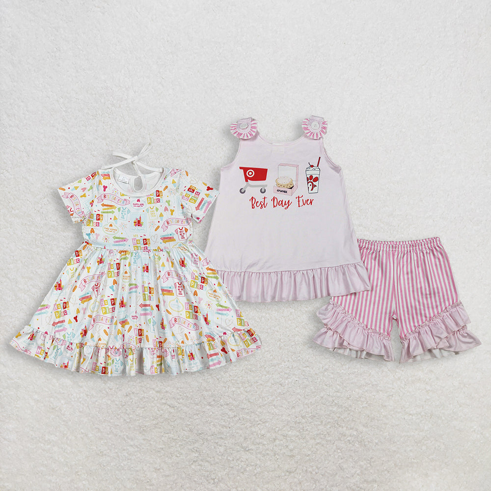 RTS NO MOQ sibling baby girls clothes short sleeve Clothes Sets and dress