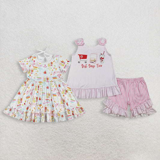 RTS NO MOQ sibling baby girls clothes short sleeve Clothes Sets and dress