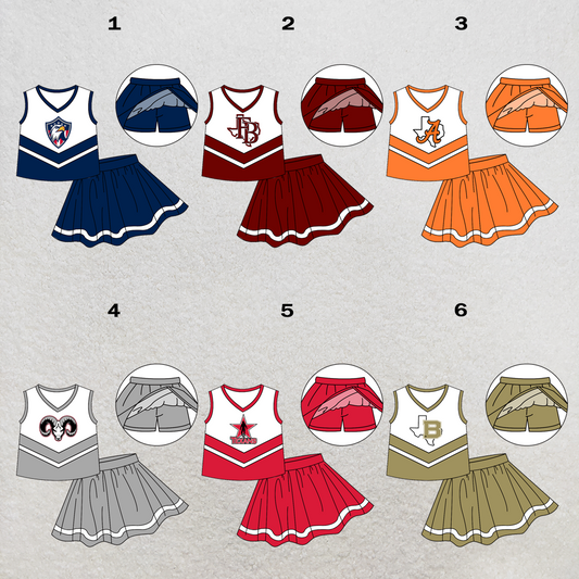 custom moq 5 mix size XY063002 Baby Girls Stripe Trim Vest Skort Daily Team Set