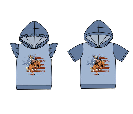 4.23 custom each style moq 5eta 4-6week Sibling Sister riding horse baby boy top and girl top match family design