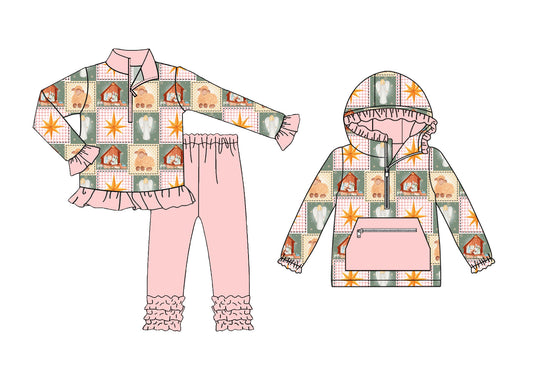 25.8.26 custom each style moq 5eta 4-6week Sibling Sisters baby girl long sleeve pants sets and top match family design