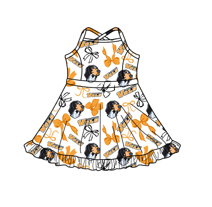 Custom moq 5 mix size milk silk summer teams Baby Girls Orange Bow Vest Top Skirt Shorts Sets Sleeveless Knee Length Dresses Yoga Shorts Yoga Active Outfit
