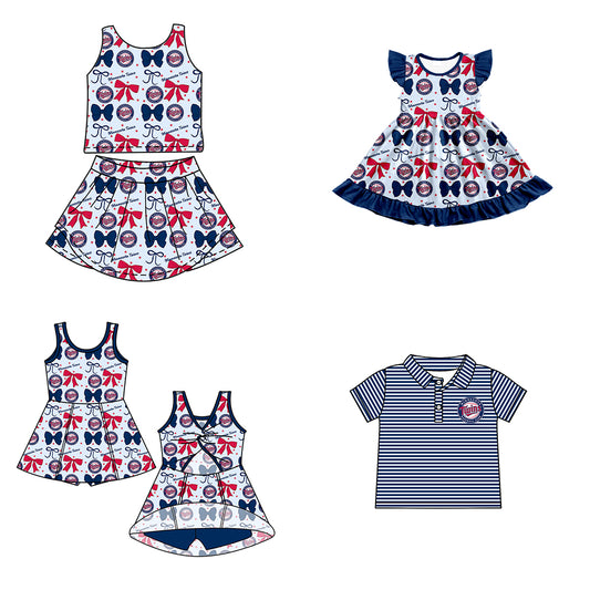 Custom moq 5 mix size milk silk summer teams baby girls clothes team bow blue sleeveless skirts sets and dress 1 and dress 2 and top-25.6.20