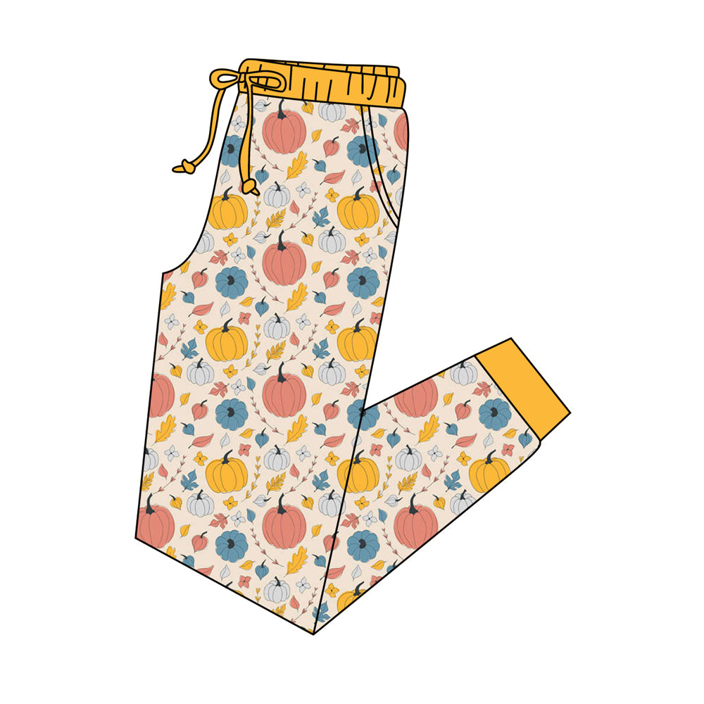 5.21custom each style moq 5eta 4-5week Sibling Sister pumpkin prints yellow boys outfits and baby romper and aldult shorts match family design