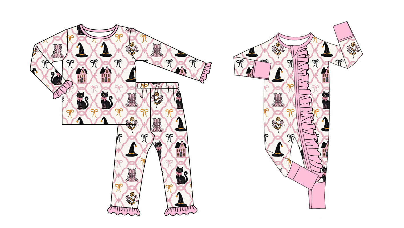 25.6.5 custom each style moq 5eta 4-6week Sibling Sisters bow pink baby girl long sleeve pants sets and rompers match family design