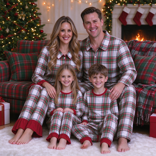 RTS NO MOQ Sibling baby girl boy clothes Christmas long-sleeved pants suits and adult sets
