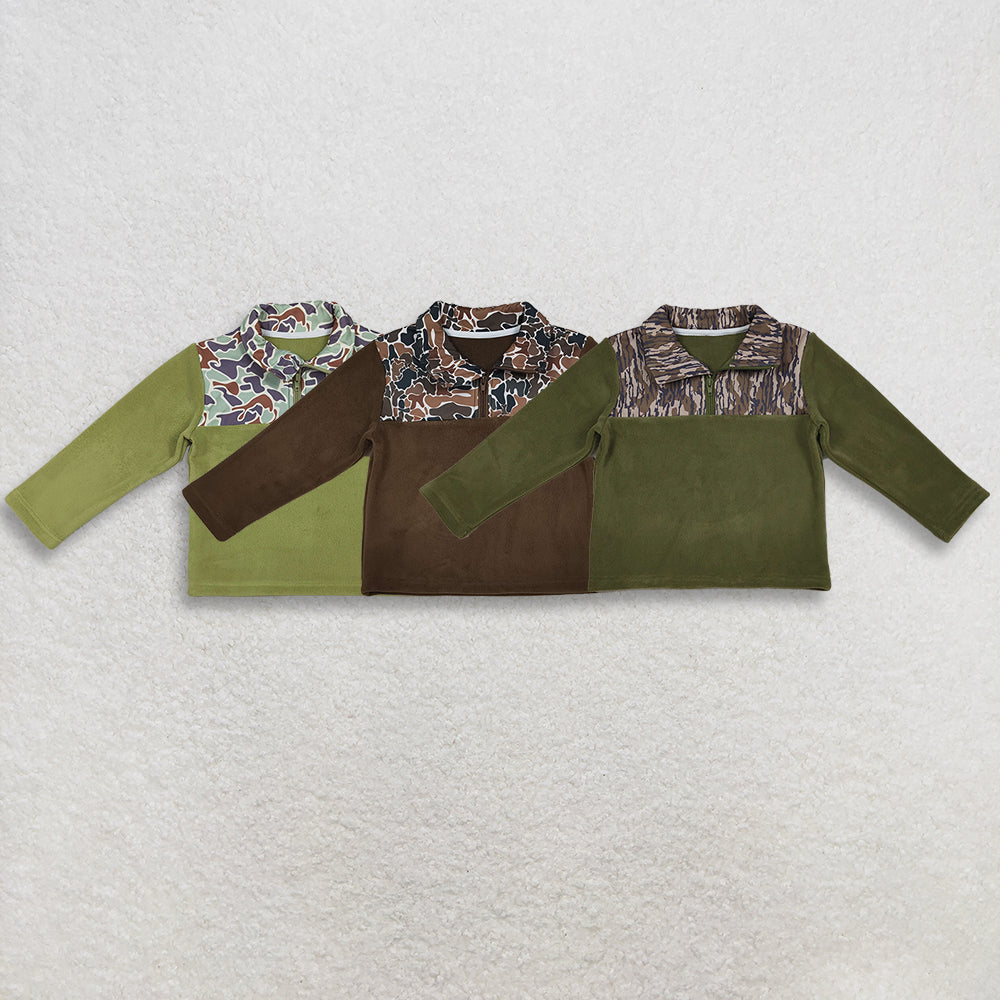 RTS NO MOQ Sibling Baby boy clothes plush zip-up long-sleeved topa fleece