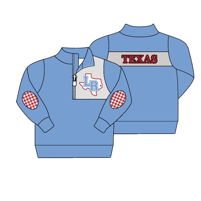 custom moq 5 mix size MSD071101 Baby Kids Long Sleeve Zip Up Pullover Casual Team Top