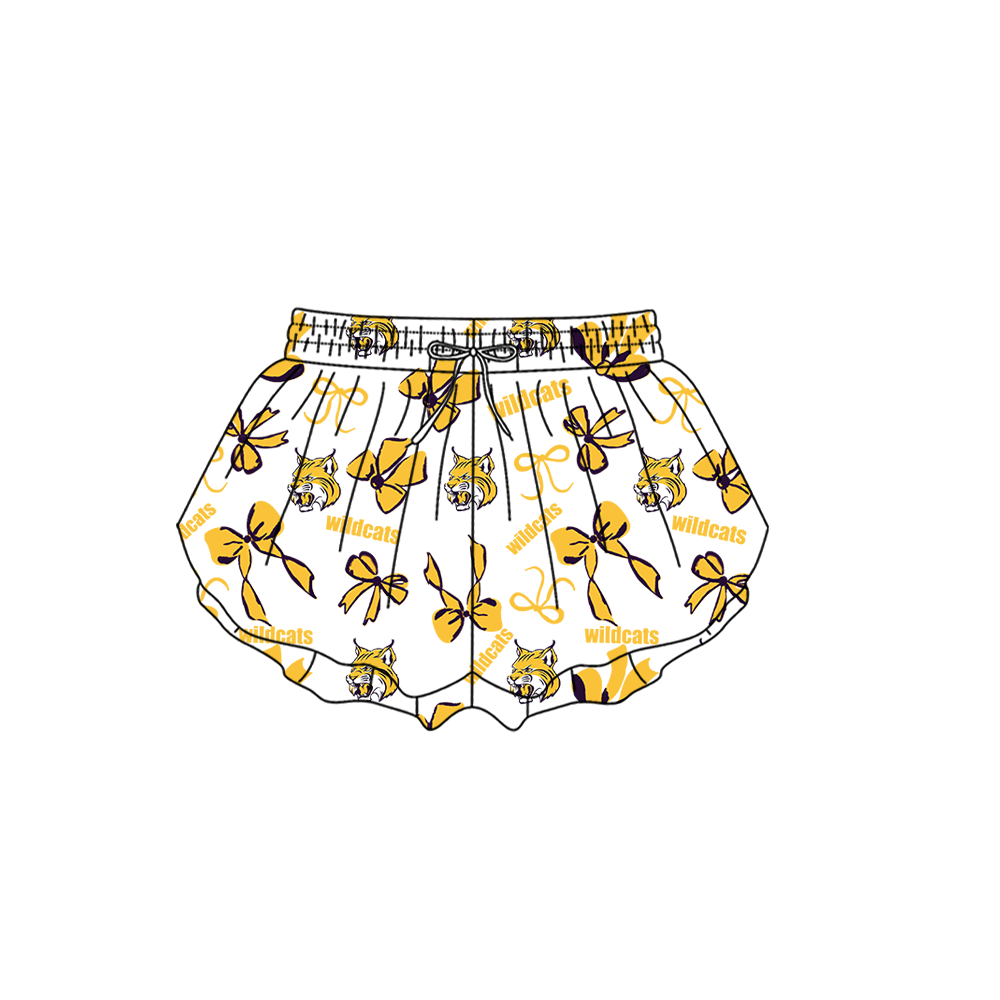 custom moq 5 mix size MSD073001 Baby Girls Bows Print Yoga White Shorts Casual Active Wear Team Bottoms