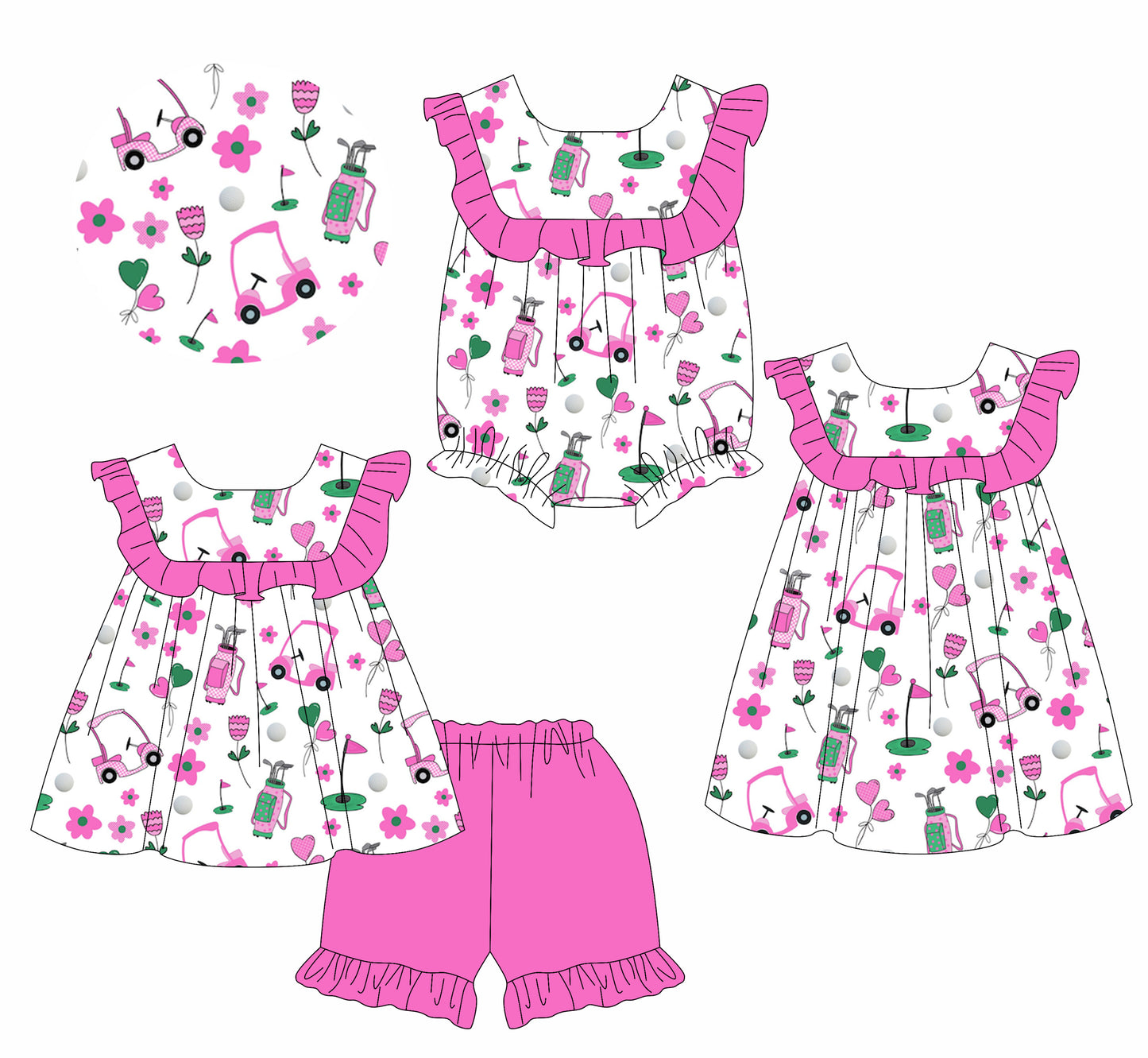 25.6.6 custom each style moq 5eta 4-6week Sibling Sisters floral pink baby girl short sleeve shorts sets and dress and rompers match family design