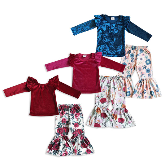 RTS NO MOQ Sibling Baby girl clothes long Sleeve Pants Sets