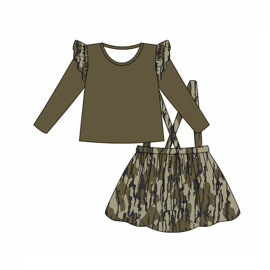 9.16 custom each style moq 5eta 4-6week baby girl clothes camouflage army green long sleeve suspender dress