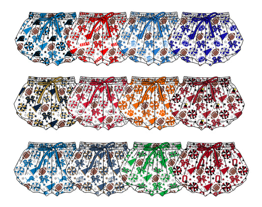 Custom moq 5 mix size milk silk summer teams Baby Girls Stars Bows Yoga Active Ruffle Shorts Bottom