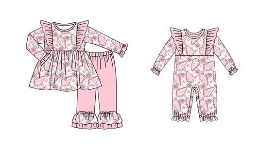 25.6.20 custom each style moq 5eta 4-6week Sibling Sisters Christmas pink baby girl long sleeve pants sets and rompers match family design
