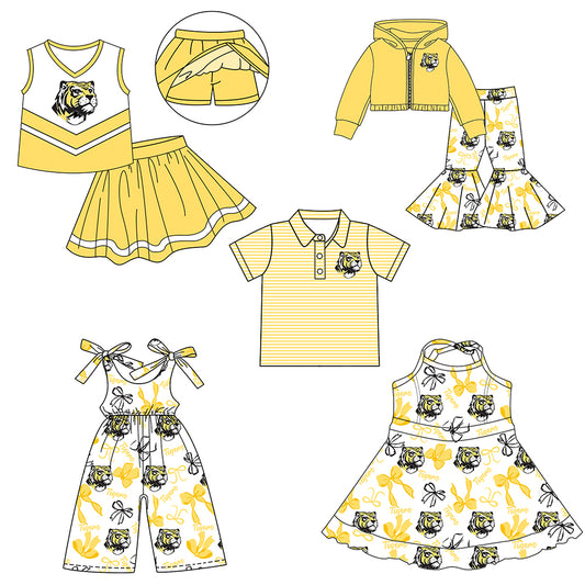 Custom moq 5 mix size milk silk summer teams baby girls clothes bow yellow hooded long sleeve pants sets and skirts sets and dress and jumpsuit and top-25.7.30