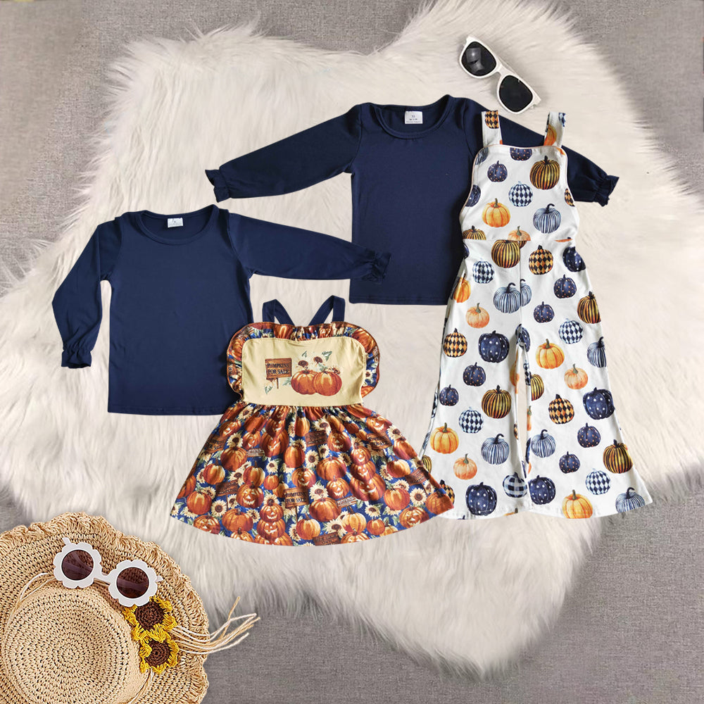 RTS NO MOQ Sibling Baby Girls halloween Long Sleeve Pants Set and dress