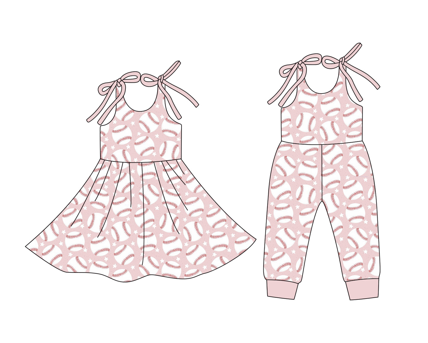 25.12.24 custom each style moq 5 eta 6-8week Sibling Sister baseball baby short sleeve romper and dress match design