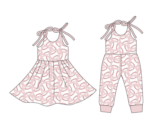 25.12.24 custom each style moq 5 eta 6-8week Sibling Sister baseball baby short sleeve romper and dress match design