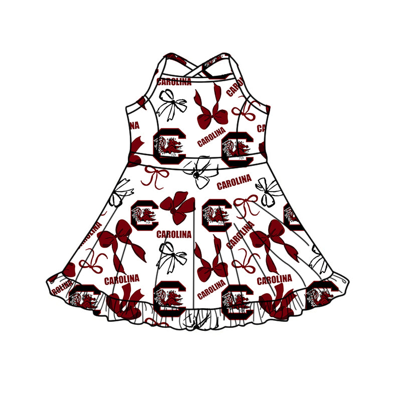 Custom moq 5 mix size milk silk summer teams Baby Girls Red  Bow Vest Top Skirt Shorts Sets Sleeveless Yoga Knee Length Dresses Yoga Shorts