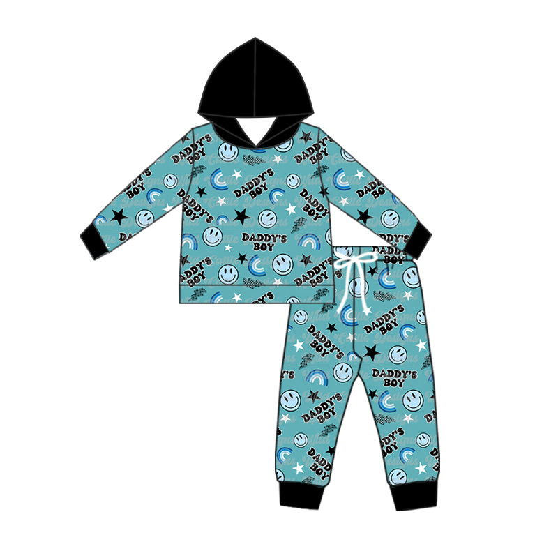 9.11 custom each style moq 5eta 4-6week baby boy clothes daddy boys hooded long sleeve pants sets
