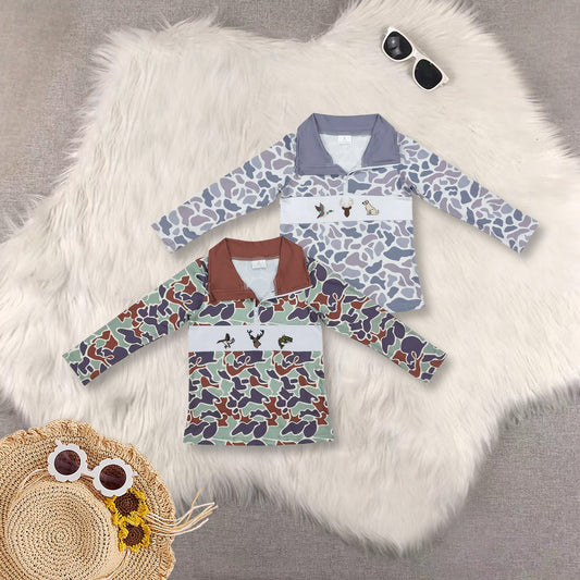 RTS Sibling baby boys clothes camouflage duck long Sleeve top