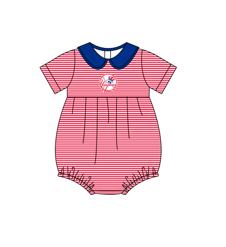 Custom moq 5 mix size milk silk summer teams Baby Boys And Girls Red Short-Sleeved Shirt And Shorts Set Matching Striped Rompers Outfit Set