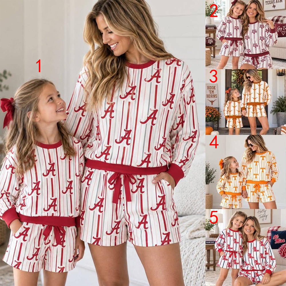 custom moq 5 mix size ASHLEYLM0101 Baby Kids Stripe Print Long Sleeve Top And Shorts Set
