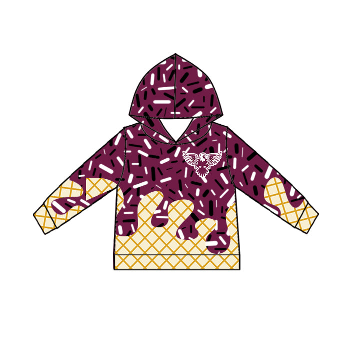 Custom moq 5 mix size milk silk baby girls clothes team brick red hooded long sleeve tops and and skirts sets and dress and shorts-25.7.17