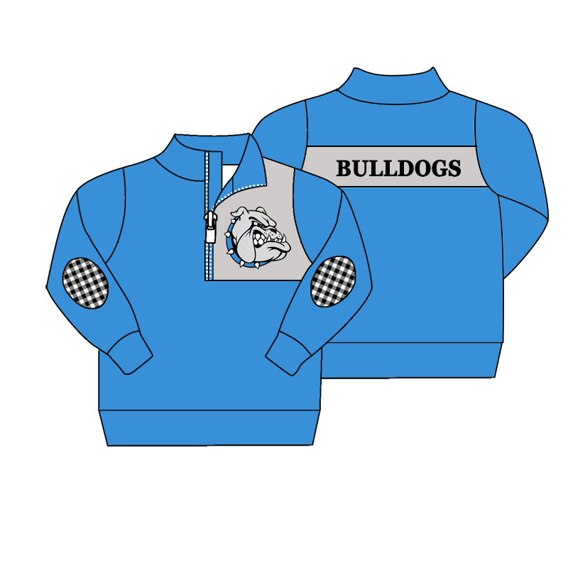 custom moq 5 mix size MSD070801 Baby Casual  Long Sleeve Zip Up Pullover Team Top