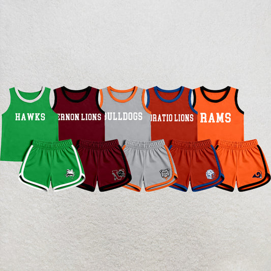 custom moq 5 mix size XY072002 Baby Kids Sleeveless Letter Printed Tank Top Elastic Waist Shorts Team Set