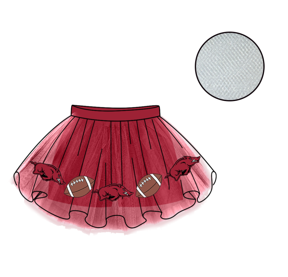 Custom moq 5 mix size milk silk summer teams Baby Girl's Red Mesh Skirt Summer Outfit Team Clothing