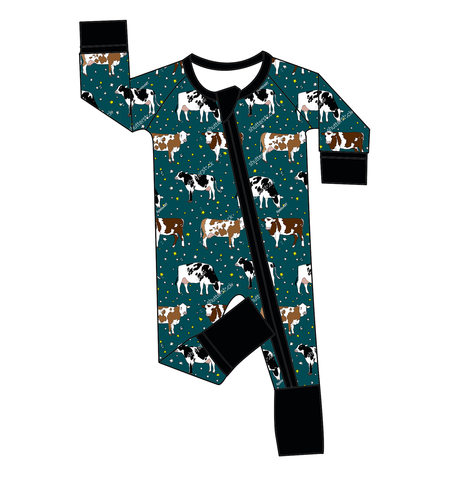 custom moq 5 eta 4-5 weeks Farm Cow Summer Long Sleeve Messwear Zipper Messwear
