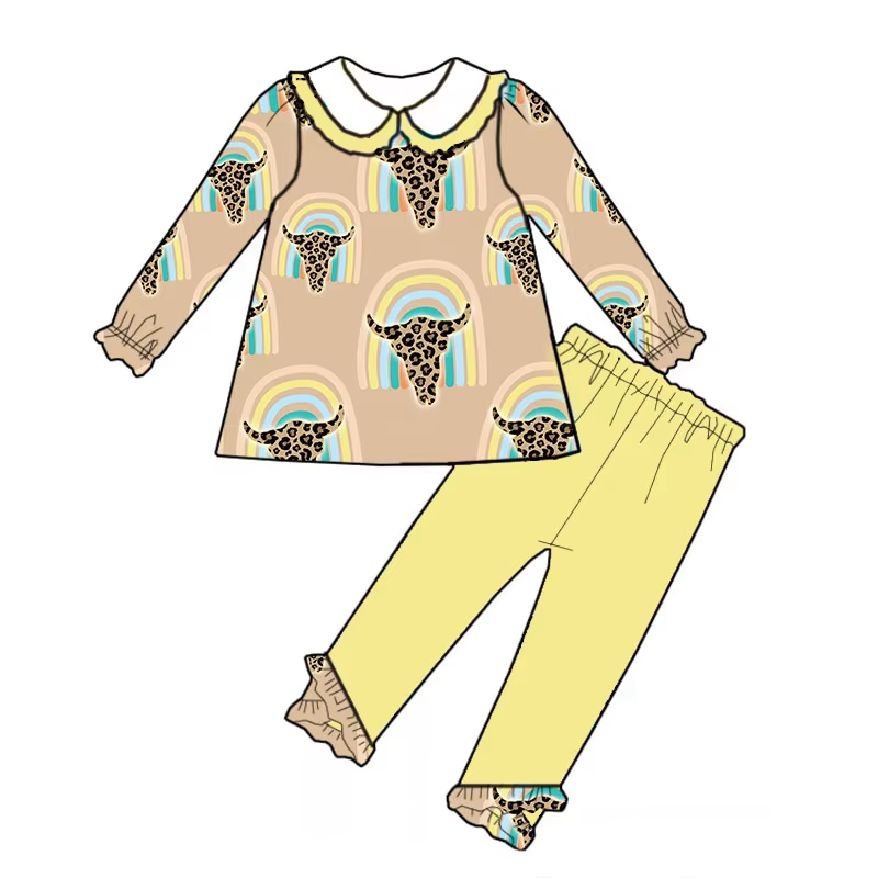 Custom moq 3 eta 6-8weeks  Leopard print bull head light brown doll collar long sleeve suit