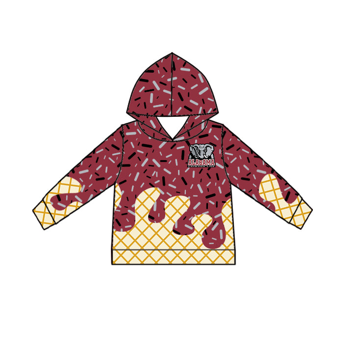 Custom summer teams baby girls clothes team brick red hooded long sleeve tops and short sleeve top and dress and pants and shorts-25.5.27