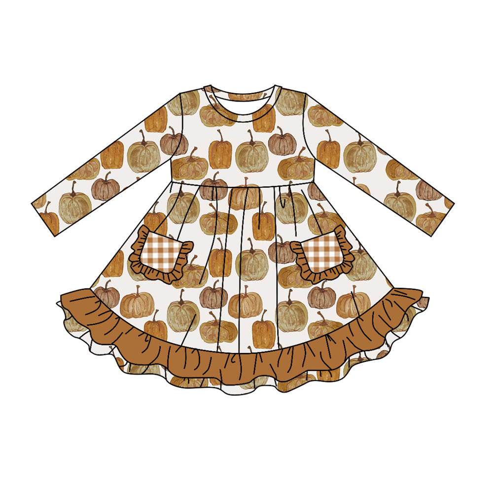 5.18custom each style moq 5eta 4-5week Sibling Sister Weird pumpkin prints girls outfits and baby romper match family design